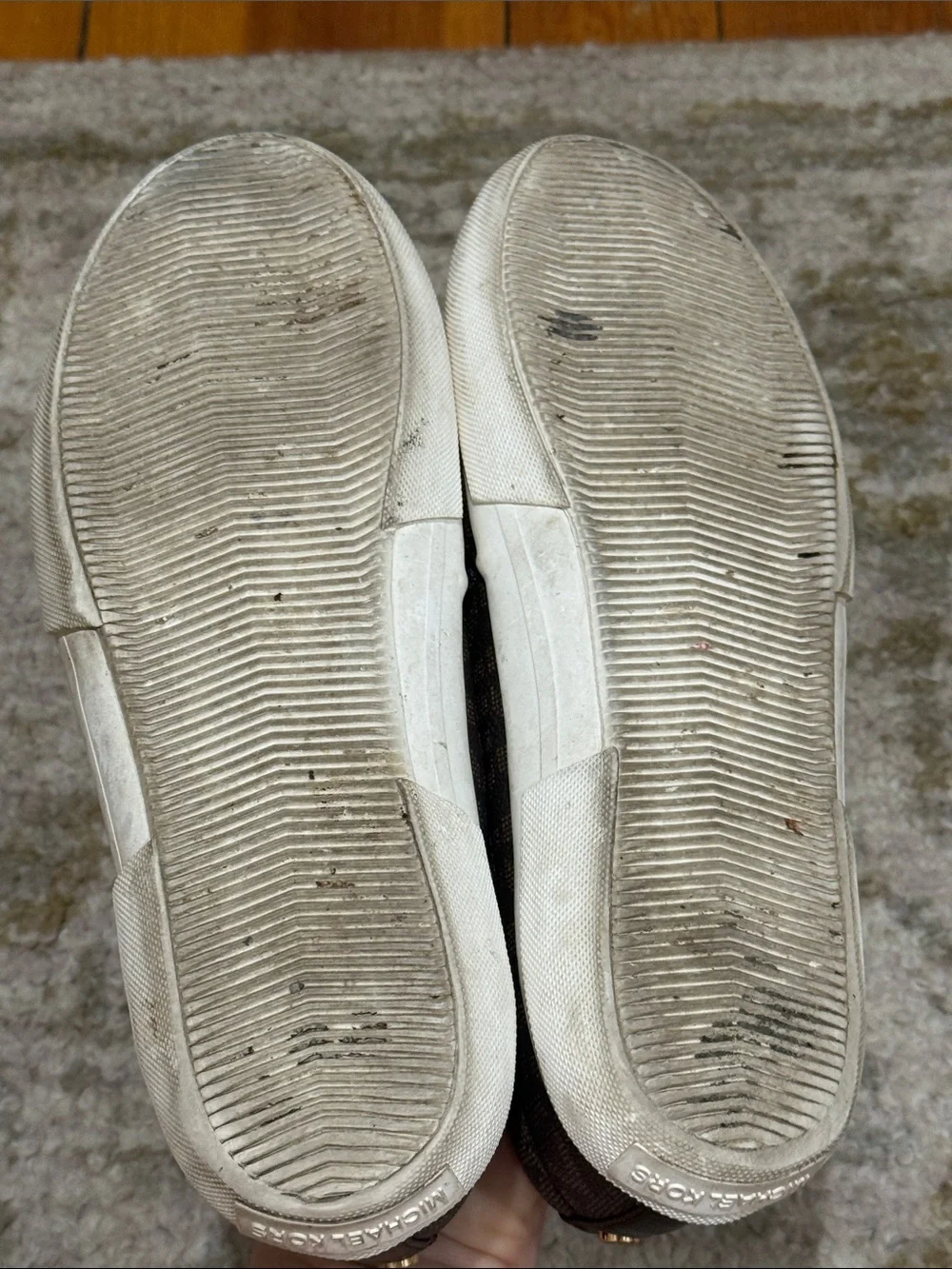 Michael Kors Women’s Brown Logo Slip-On Sneakers with White Sole
